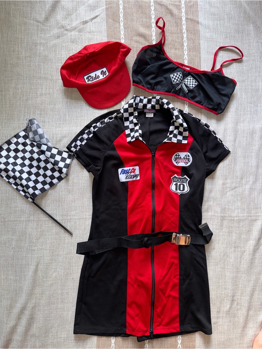 Joy Ride Dreamgirl Black and Red Racing Costume Set nascar race car driver